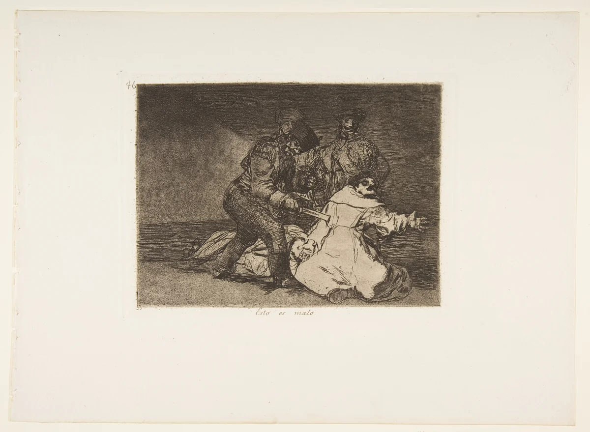 Plate 46 from "The Disasters of War" (Los Desastres de la Guerra): 'This is bad' (Esto es malo) by Goya, print, 1863