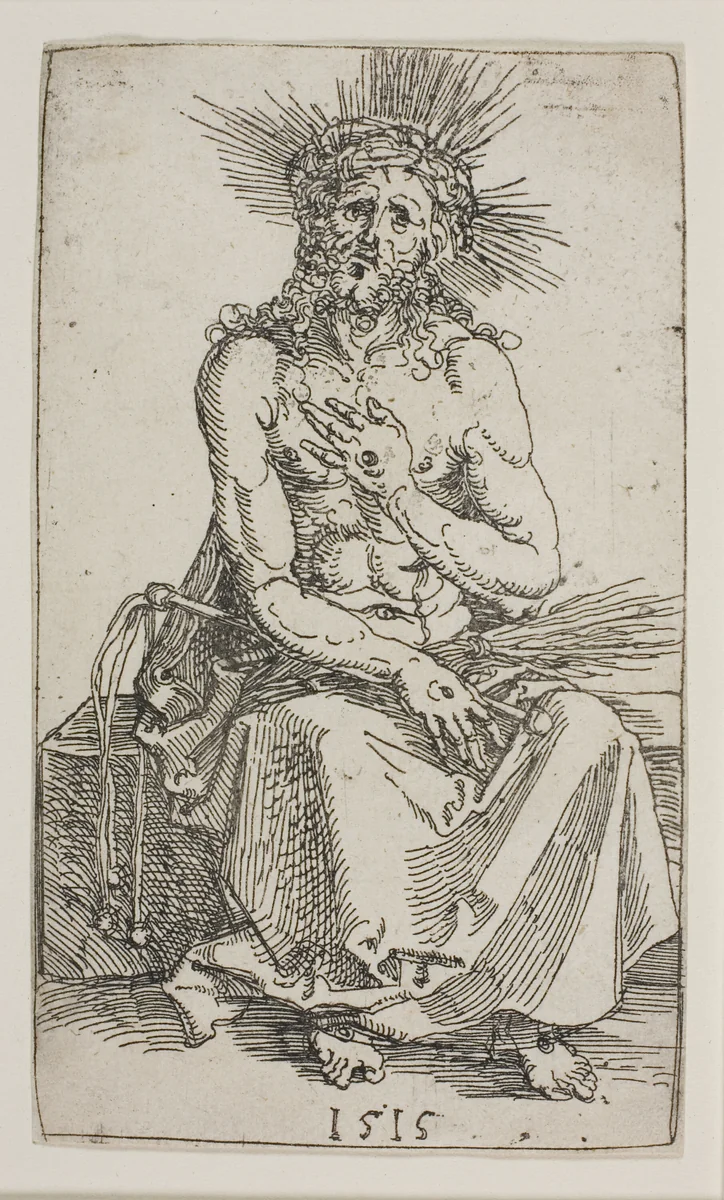 Man of Sorrows, Seated by Albrecht Dürer, print, 1515