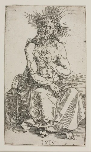 Man of Sorrows, Seated by Albrecht Dürer, print, 1515