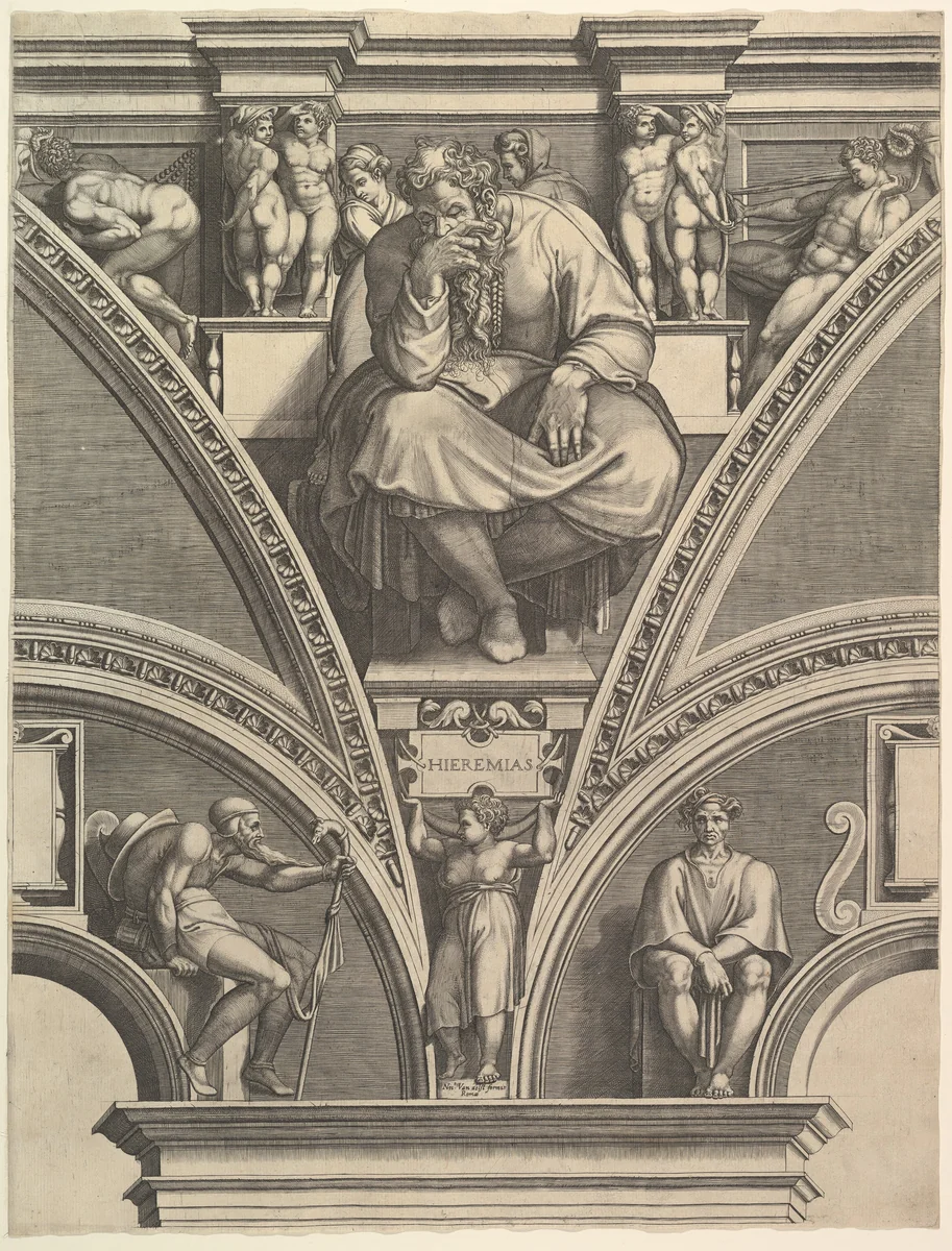The Prophet Jeremiah, from "Prophets and Sibyls in the Sistine Chapel" by Giorgio Ghisi, print, 1570-1575