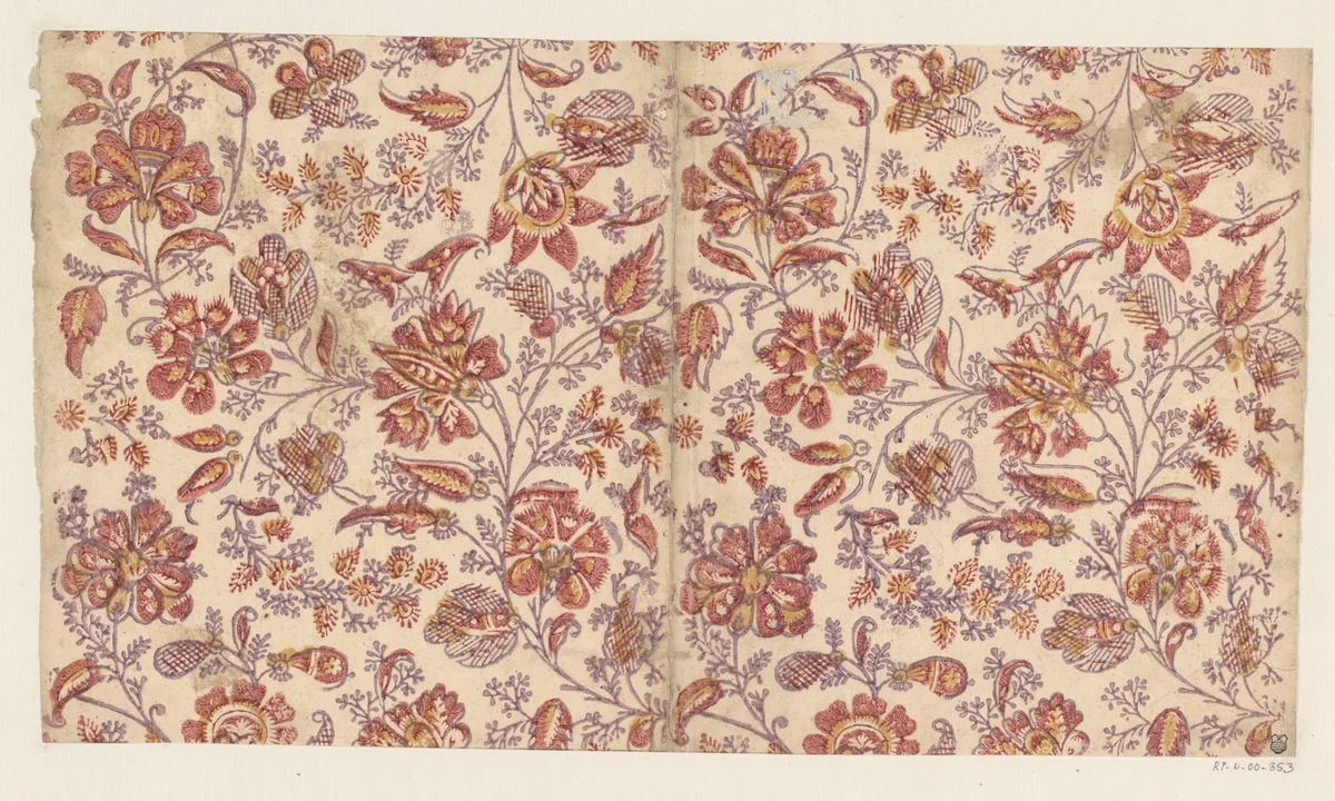 Blad met ranken met bloemen by anonymous, other, 1700-1800