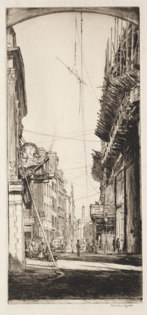 Liberty's Clock by Muirhead Bone, print, 1909