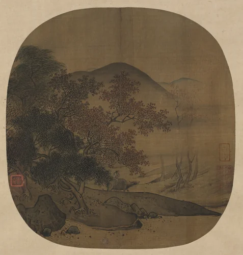 Buffalo and Boy in Autumnal Landscape by Yan Ciping, painting, 1127-1279