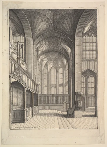 Bray's Chapel in St. George's Chapel, Windsor (from Elias Ashmole's "The Institution, Laws & Ceremonies of the most Noble Order of the Garter," London 1672) by Wenceslaus Hollar, print, 1663