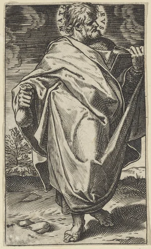 Apostel Matteüs met een boek by Agostino Carracci, print, 1583