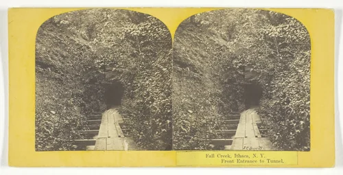 Fall Creek, Ithaca, N.Y. Front Entrance to Tunnel by J. C. Burritt, photograph, 1860-1865