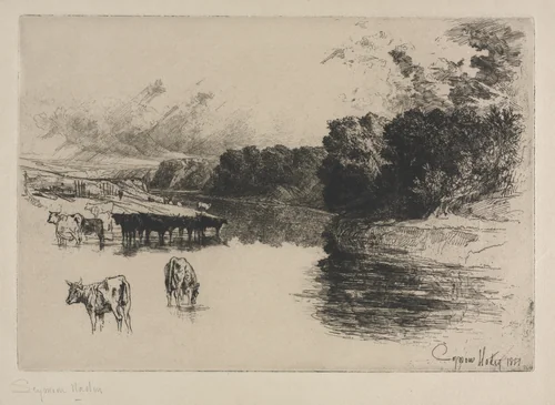 A Lancashire River by Francis Seymour-Haden, print, 1881