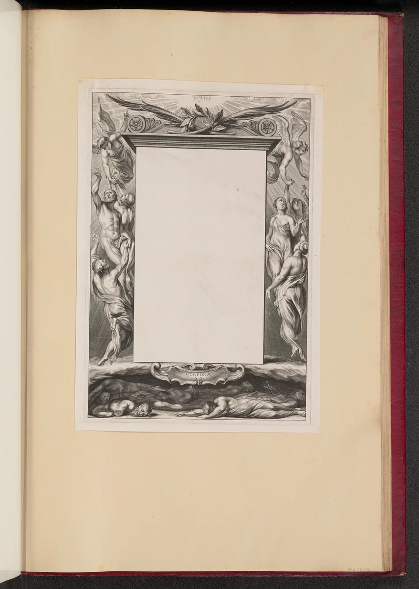Border Illustration with Heaven and Hell "Corpora S.S." by Netherlandish 17th Century, print, 1613-1646