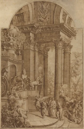Monument to King George I by Domenico Maria Fratta, drawing, 1732