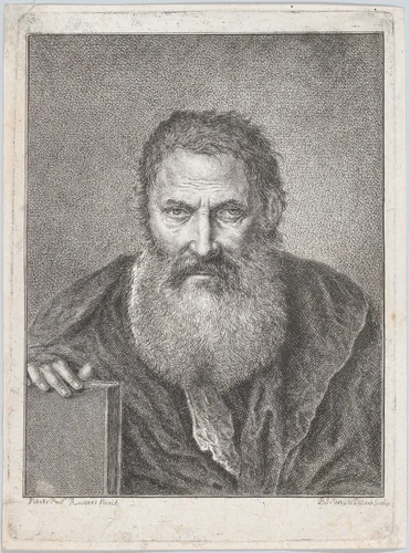 Portrait of a bearded man holding a book by Bartholomaeus Ignaz Weiss, print, 1745-1815