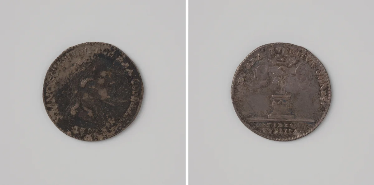 Inhuldiging van Frans II, Duits keizer als graaf van Henegouwen by anonymous, metalwork, 1792