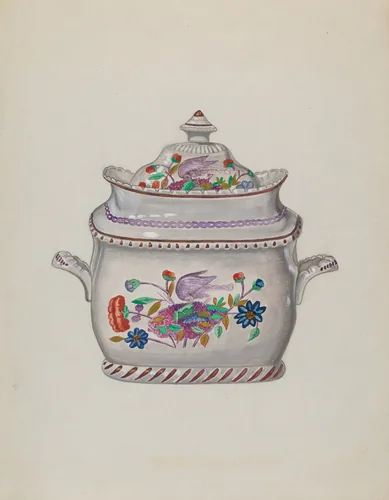 Sugar Bowl by John Cutting, index of american design, 1936