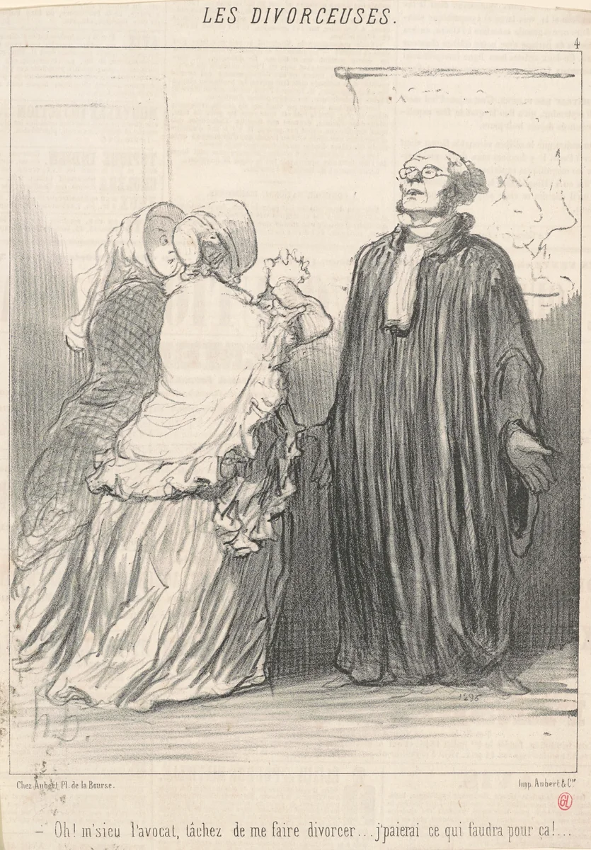 Oh! M'sieu l'avocat, tachez de ... by Honoré Daumier, print, 1848