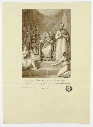 Scene from Racine's Athalie by Charles Abraham Chasselat, drawing, 1817