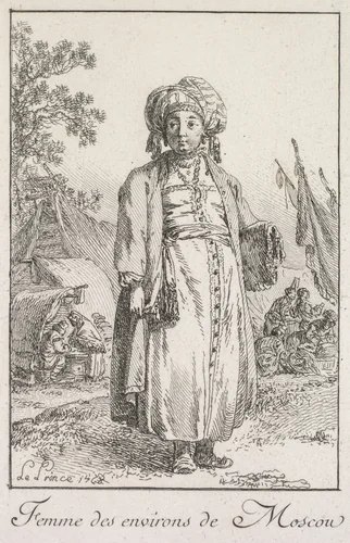 Woman from the Suburbs of Moscow by Jean Baptiste Le Prince, print, 1768