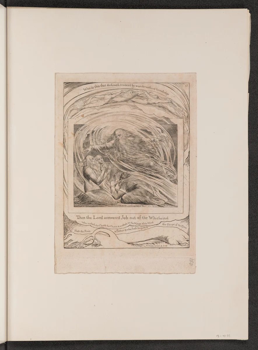The Lord Answering Job out of the Whirlwind by William Blake, portfolio, 1825