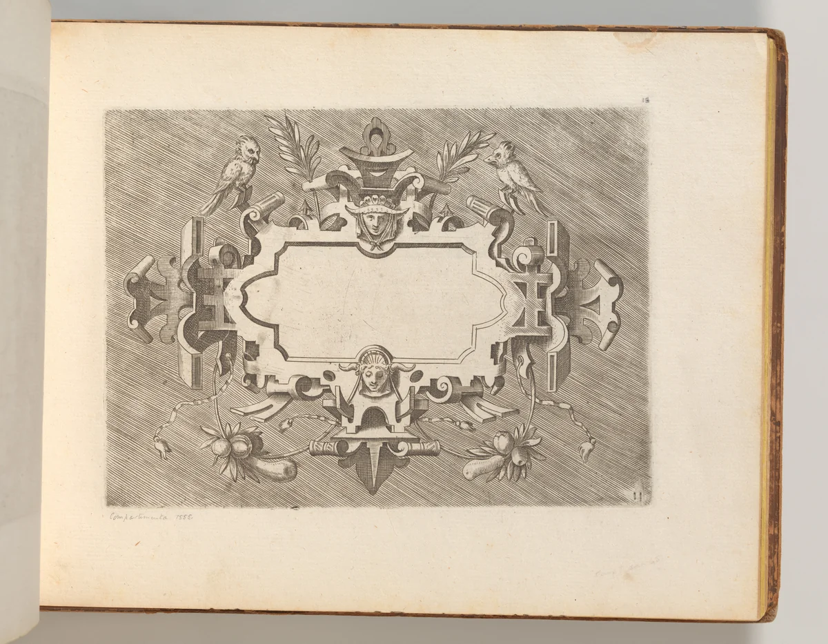 Targhe ed altri ornati di varie e capricciose invenzioni (Cartouches and other ornaments of various and capricious invention, page 13) by Hans Vredeman de Vries, book, 1773