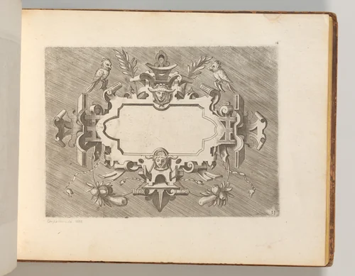 Targhe ed altri ornati di varie e capricciose invenzioni (Cartouches and other ornaments of various and capricious invention, page 13) by Hans Vredeman de Vries, book, 1773