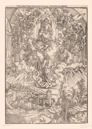 Johannes de Evangelist voor God en de ouderlingen by Unknown, print, 1502