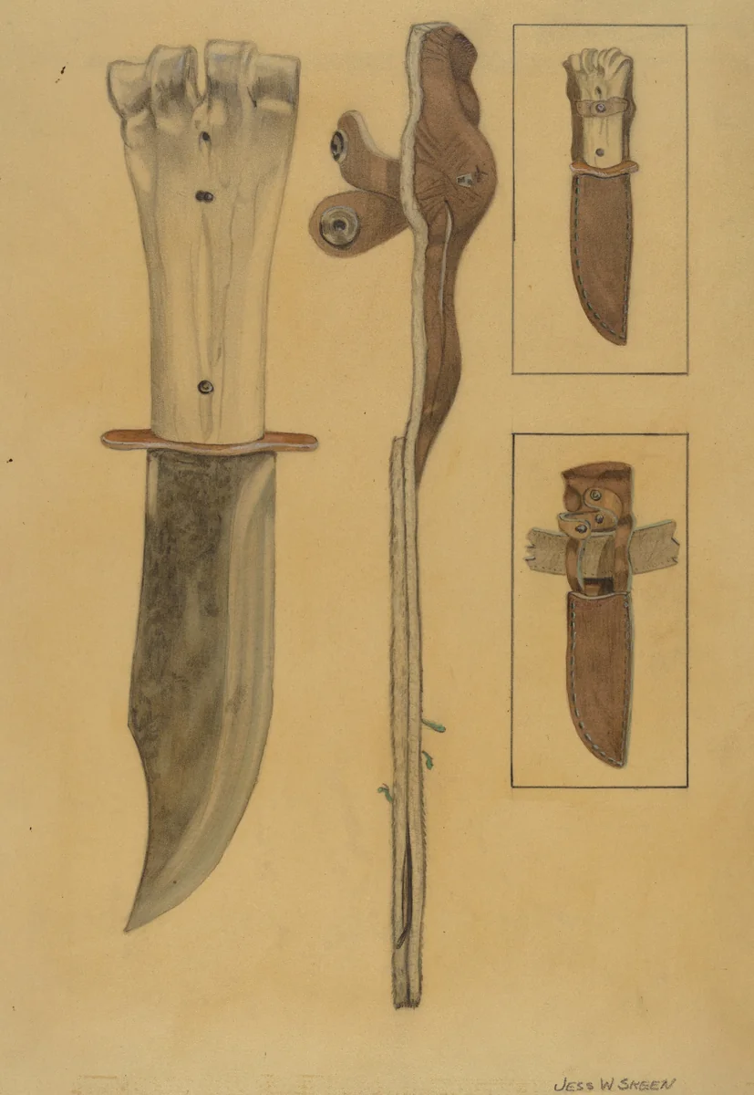 Sheath Knife by Jesse W. Skeen, index of american design, 1936