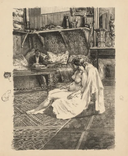 The Model Session (La Séance de modèle) by Alexandre Lunois, print, 1890-1900