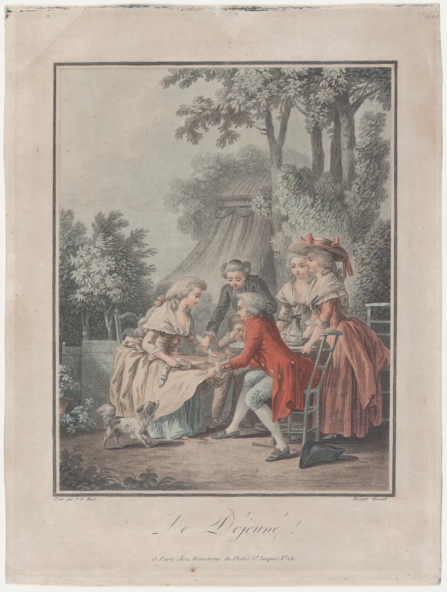 The Lunch by Louis Marin Bonnet, print, 1787-1793