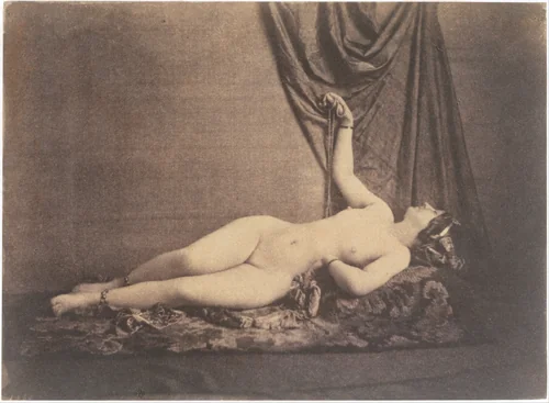 [Reclining Female Nude] by Julien Vallou de Villeneuve, photograph, 1851-1855