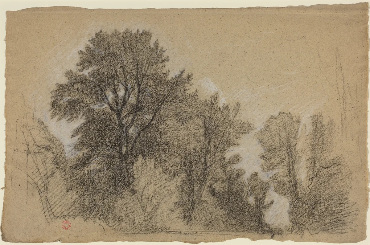 Edge of a Wood by Jean Achille Benouville, drawing, 1840