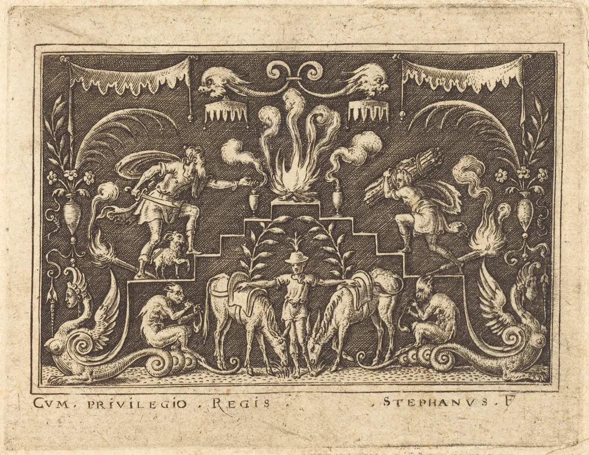 Sacrifice of Abraham by Etienne Delaune, print, 1519-1583
