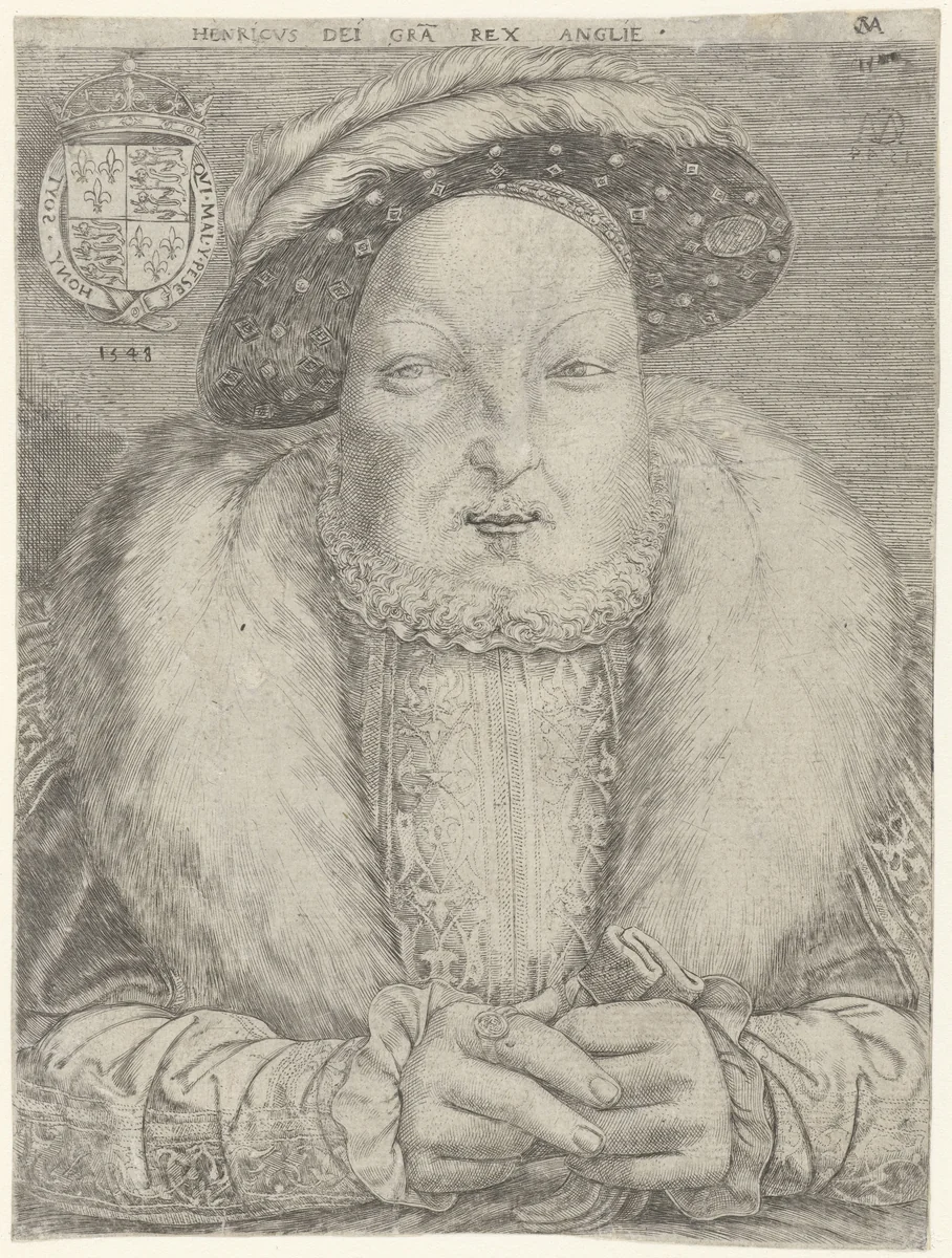 Portret van koning Hendrik VIII van Engeland en Ierland by Unknown, print, 1548