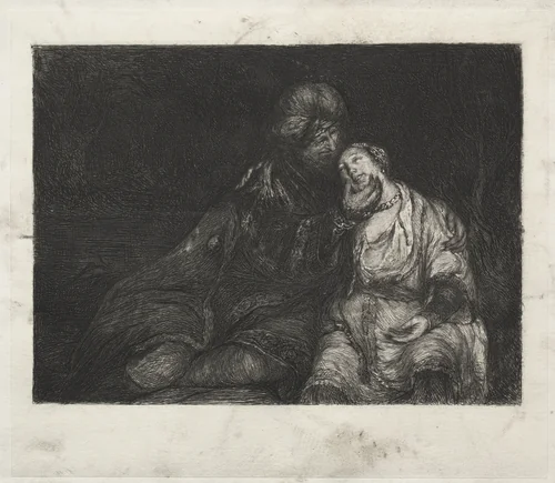 Two Figures by Rembrandt van Rijn, print, 1800-1900