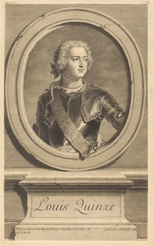 Louis XV by Jean Daullé; Hyacinthe Rigaud, print, 1737