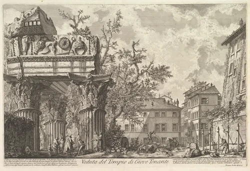 The Temple of Vespasian and Titus (Veduta del Tempio di Giove Tonante) by Giovanni Battista Piranesi, print, 1751-1761