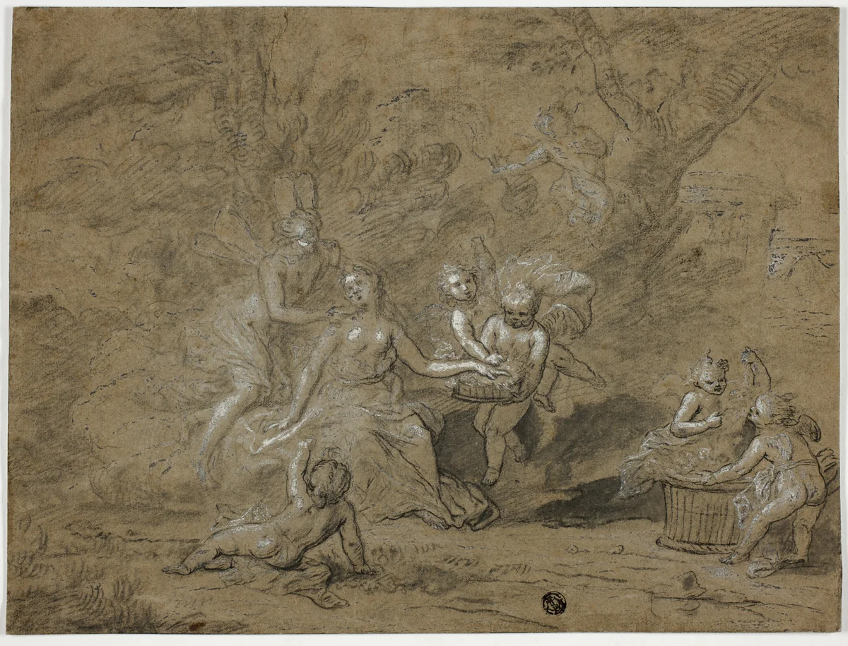Cupid and Psyche by Bon Boullongne, drawing, 1669-1717