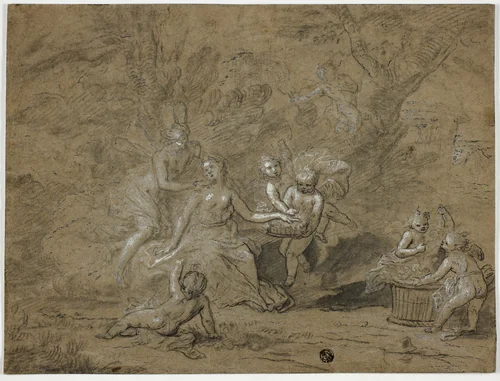 Cupid and Psyche by Bon Boullongne, drawing, 1669-1717