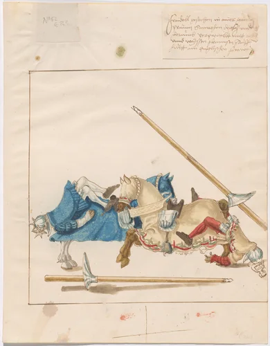 Mock Joust of War with Fixed Shields by German 16th Century, drawing, 1515