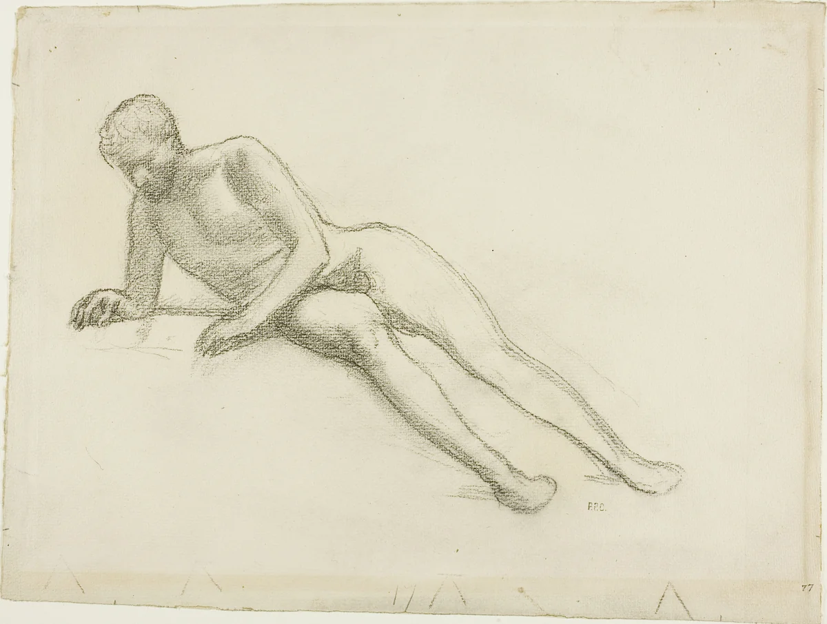 Reclining Male Nude by Pierre Puvis de Chavannes, drawing, 1844-1898