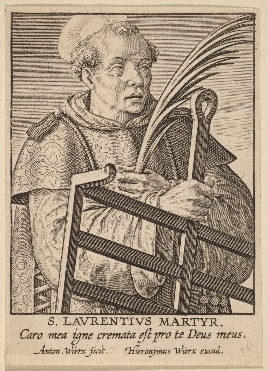 S. Laurentius Martyr by Anton Wierix II, print, 1552-1624