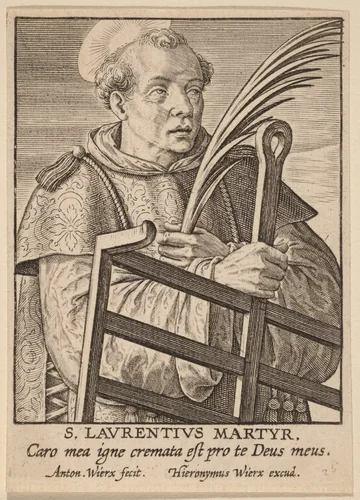 S. Laurentius Martyr by Anton Wierix II, print, 1552-1624