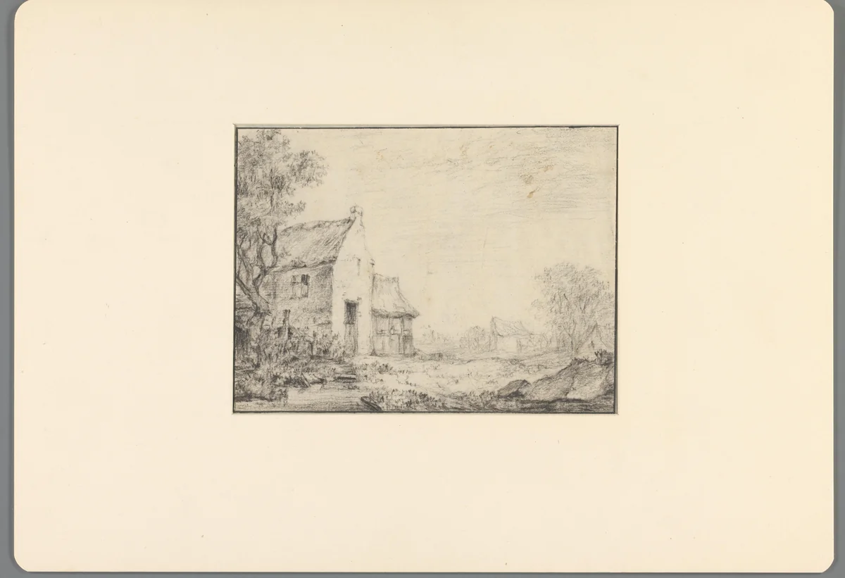 Hoeve aan een sloot by Jacob van der Smissen, drawing, 1745-1813