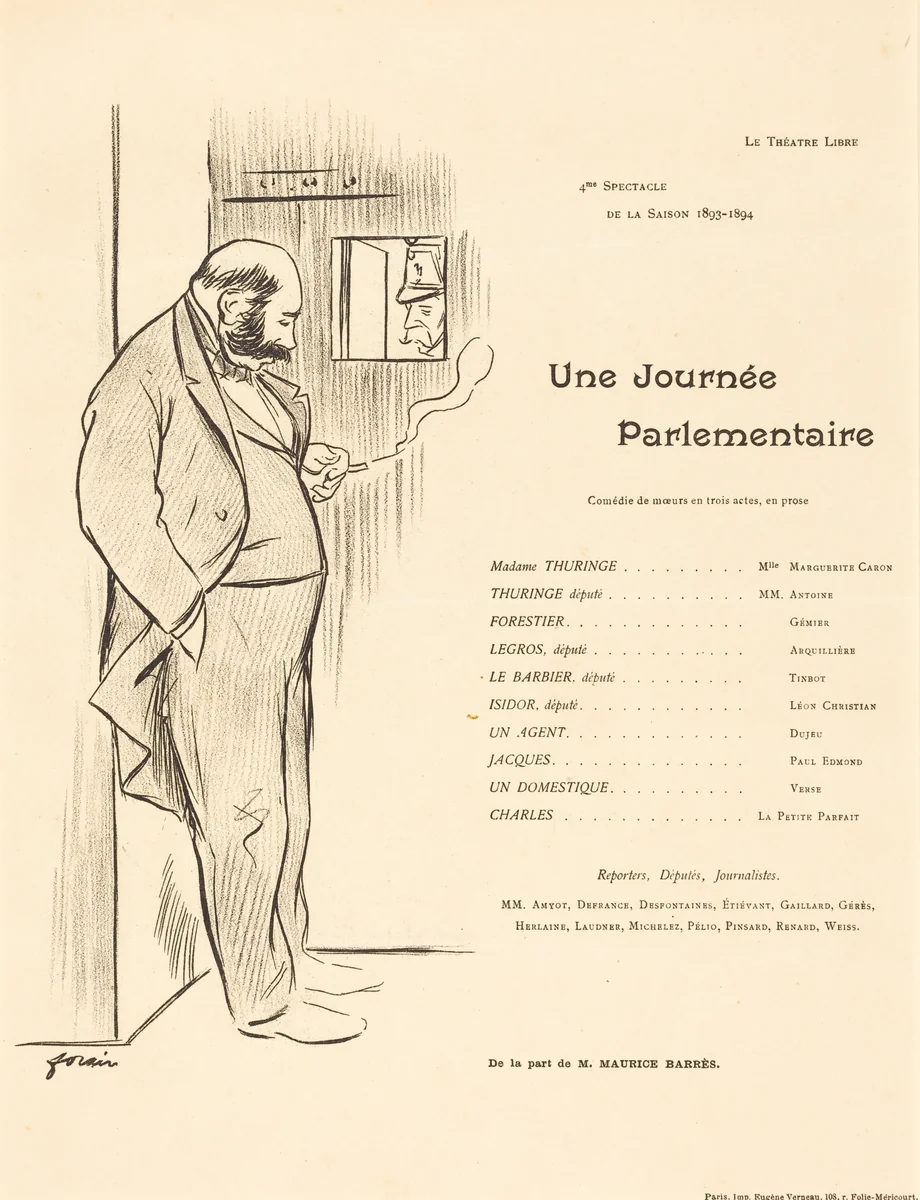 Une Journée parlementaire by Jean-Louis Forain; Eugène Verneau, print, 1894