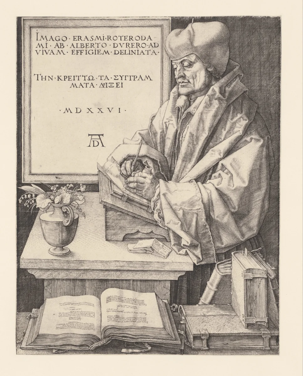 Portret van Erasmus by Unknown, print, 1526