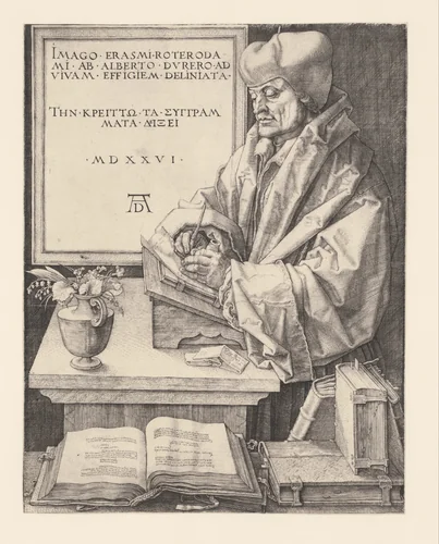 Portret van Erasmus by Unknown, print, 1526