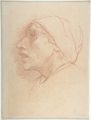 Head of a Woman by Alphonse Legros, drawing, 1837-1911