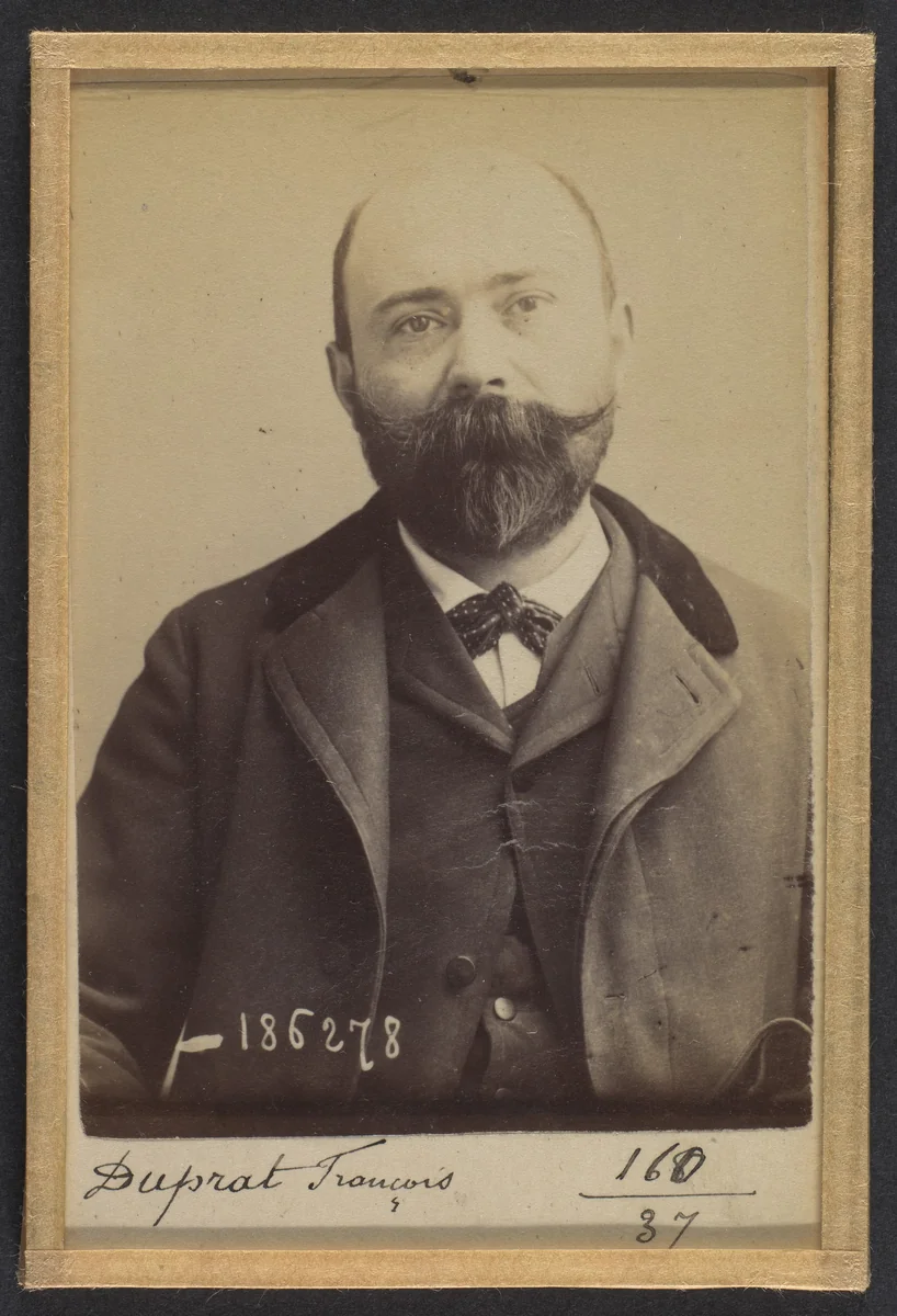 Duprat. François, Louis. 34 ans, né à St-Martin (Gers). Marchand de vins. Anarchiste. 27/4/92. by Alphonse Bertillon, photograph, 1892