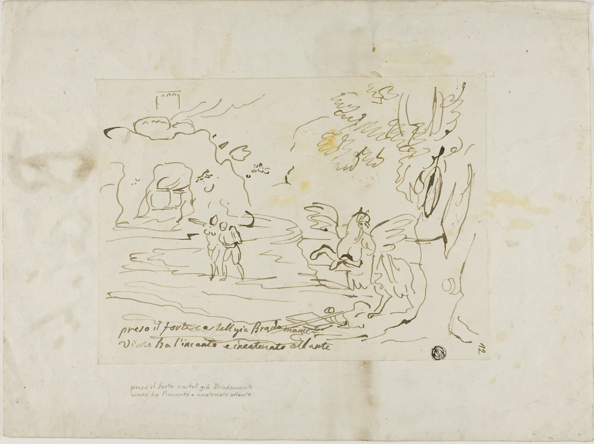 Bradamante Bewitches and Chains Atlanta near the Fortress by Unknown Artist, drawing, 1600-1699