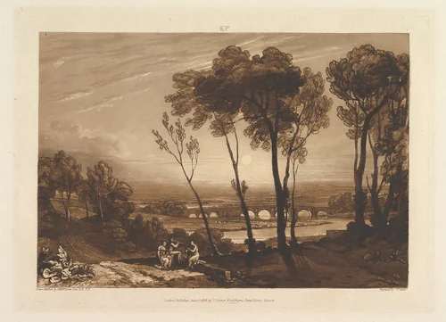 The Bridge in Middle Distance, part III, plate 13 from "Liber Studiorum" by Joseph Turner, print, 1808