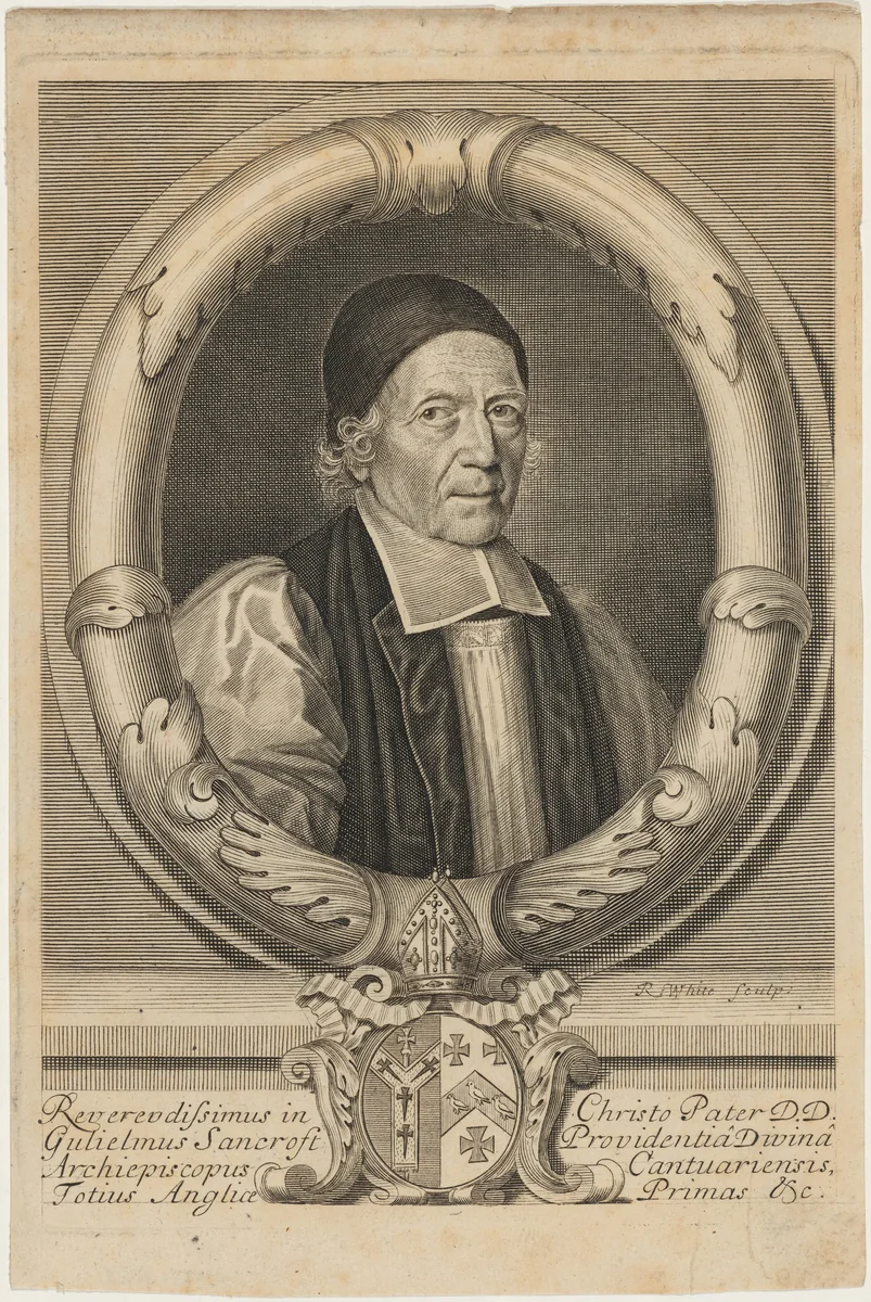 William Sancroft, Archbishop of Canterbury by Robert White, print, 1670-1699