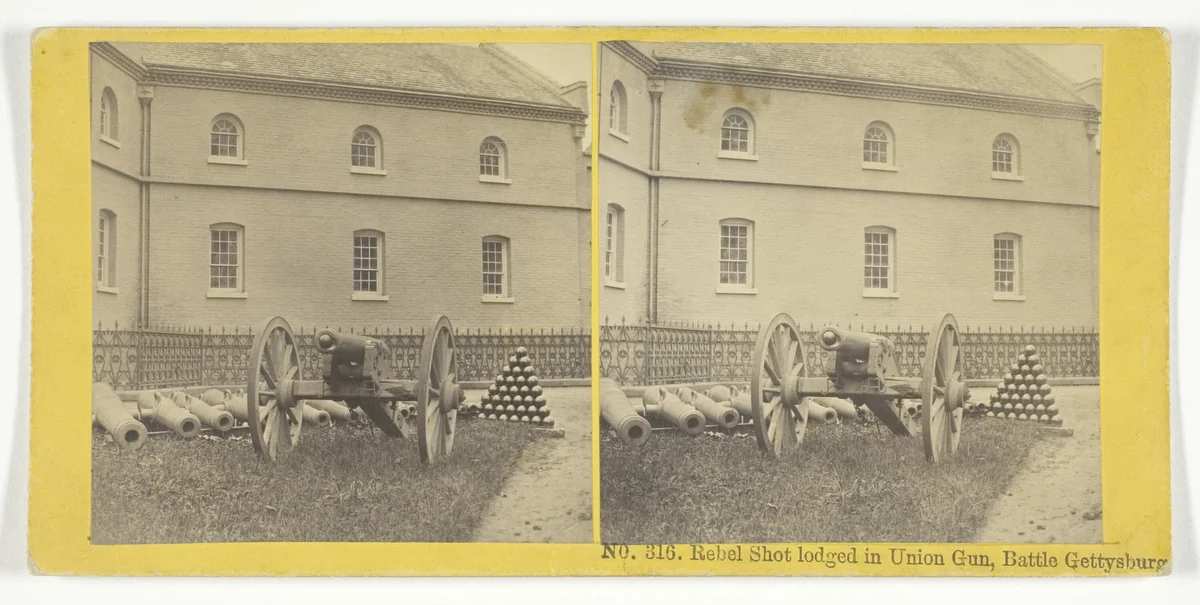 Rebel Shot lodged in Union Gun, Battle Gettysburg by Kilburn Brothers, photograph, 1855-1875