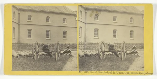 Rebel Shot lodged in Union Gun, Battle Gettysburg by Kilburn Brothers, photograph, 1855-1875